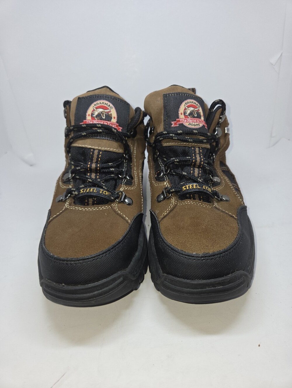 Brahma Brown and Black Steel Toe Work Boots for Men